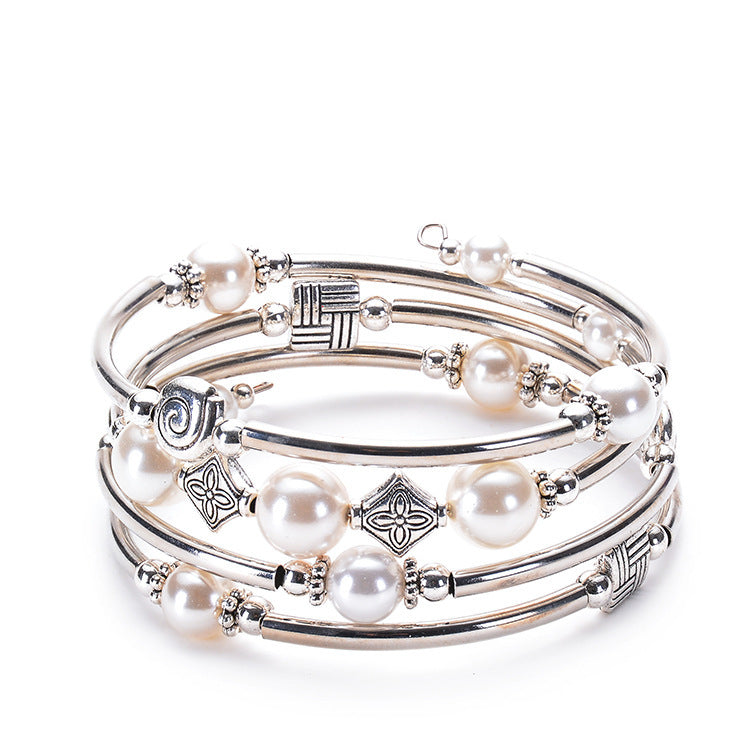 Pulsera de turquesa natural bohemia de moda para mujer