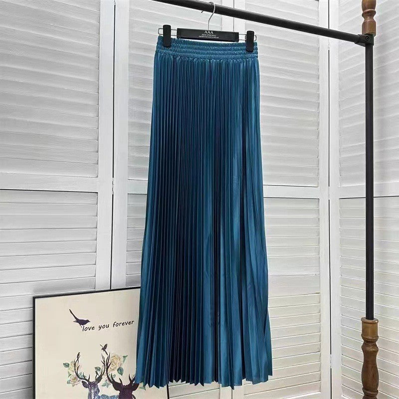 Women Fashion Solid Color Pleated Skirt in Cotton Silk