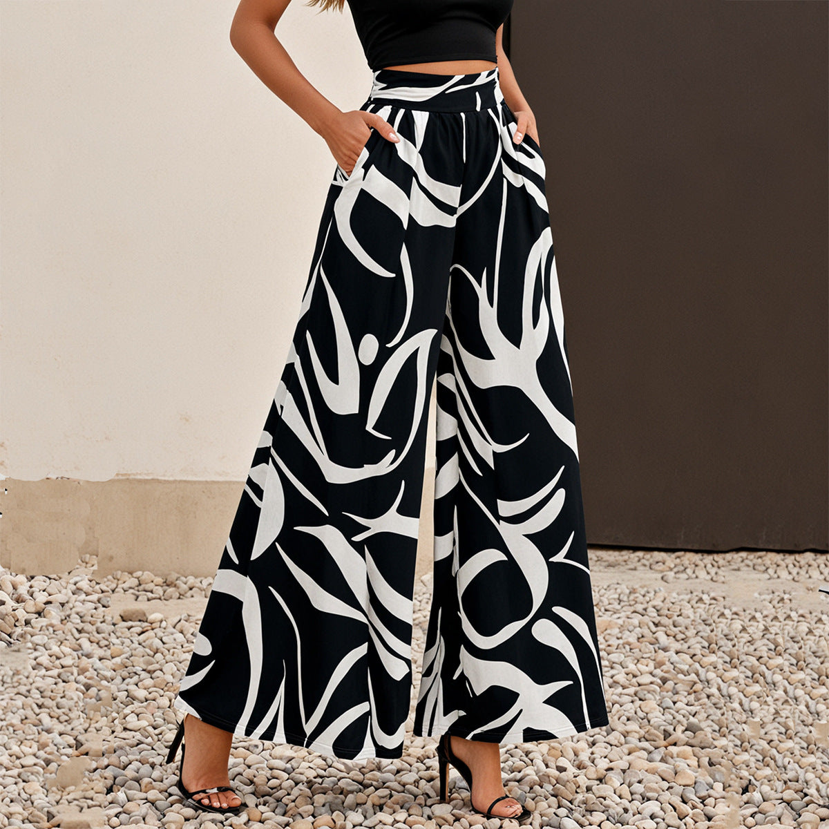 Women Casual High Waist Wide Leg Pants