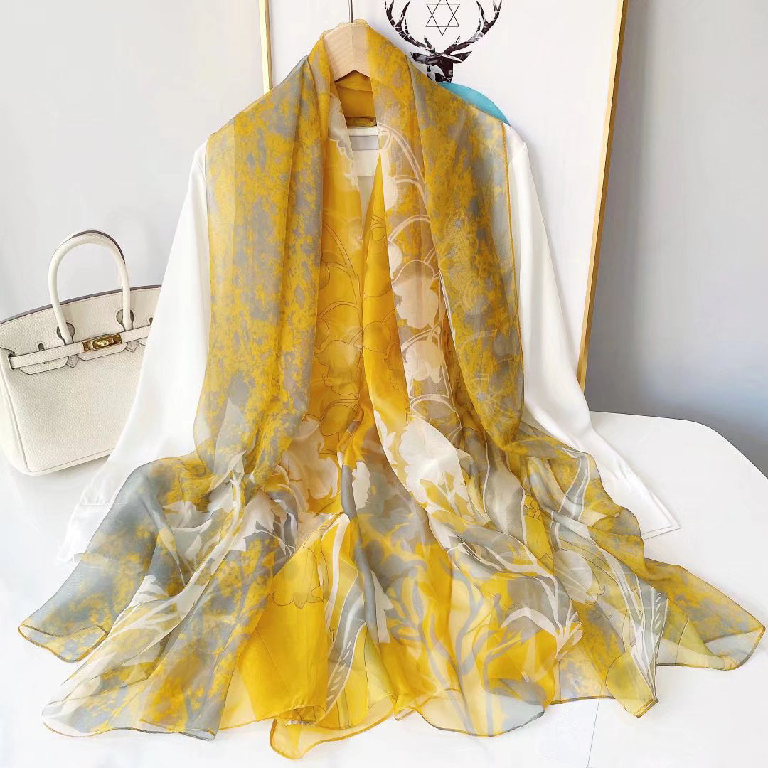 Bufanda de malla con estampado floral de moda de verano para mujer