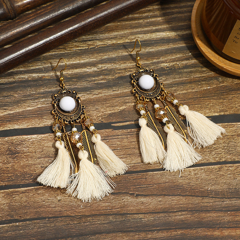 Pendientes con borlas retro de estilo étnico bohemio