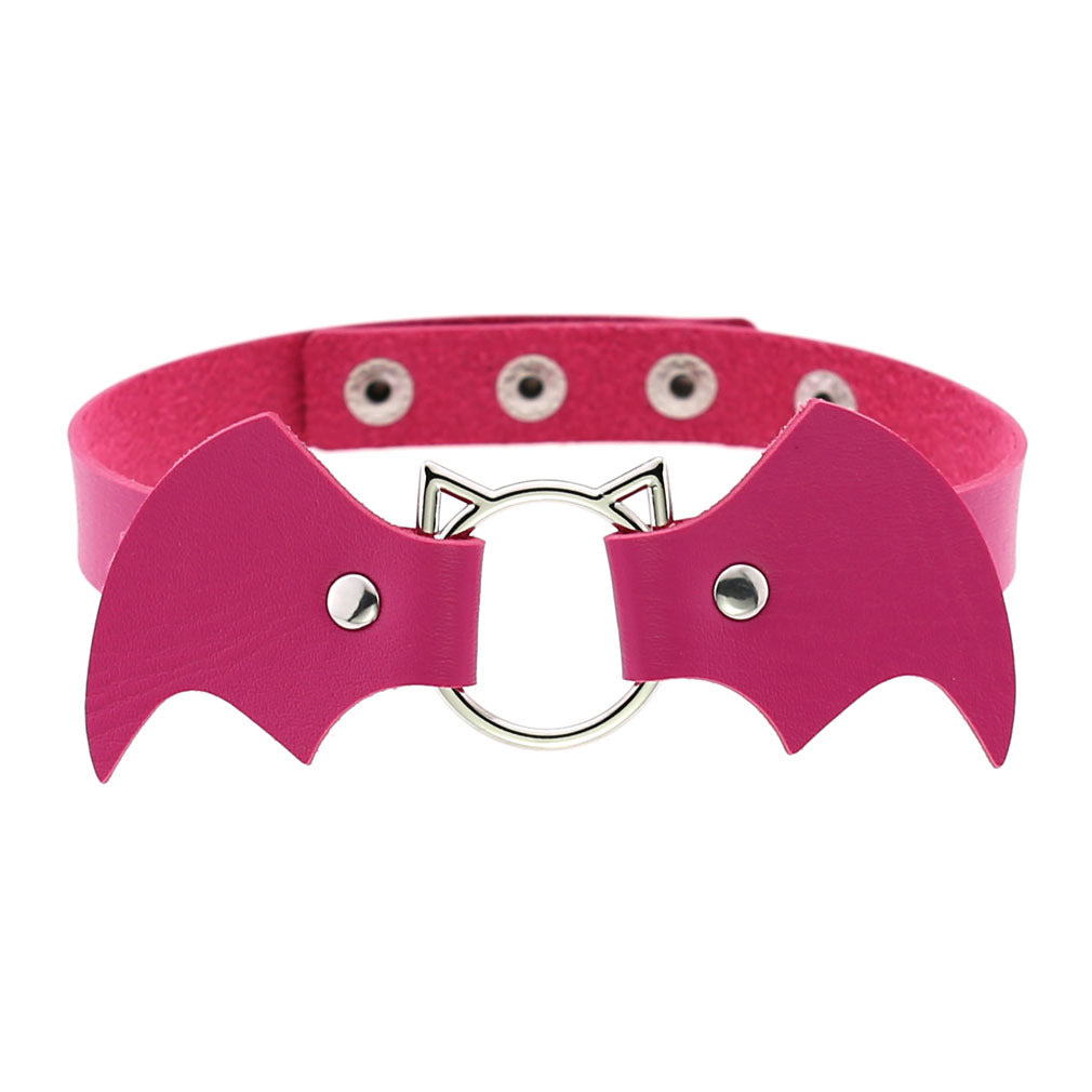 Halloween Women Gothic Bat Pu Leather Chokers