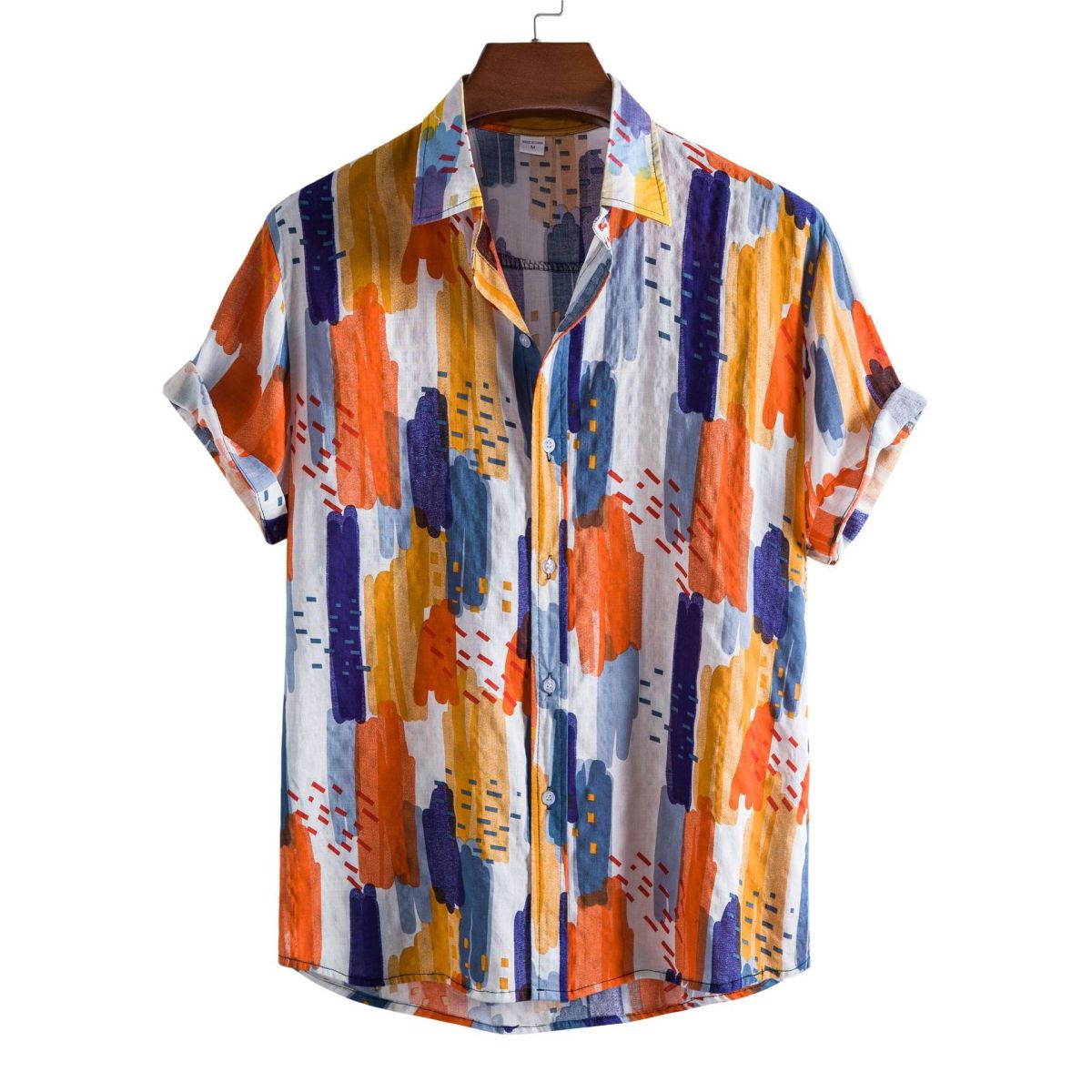 Camisa informal de vacaciones para hombre con estampado de flores diminutas en 3D