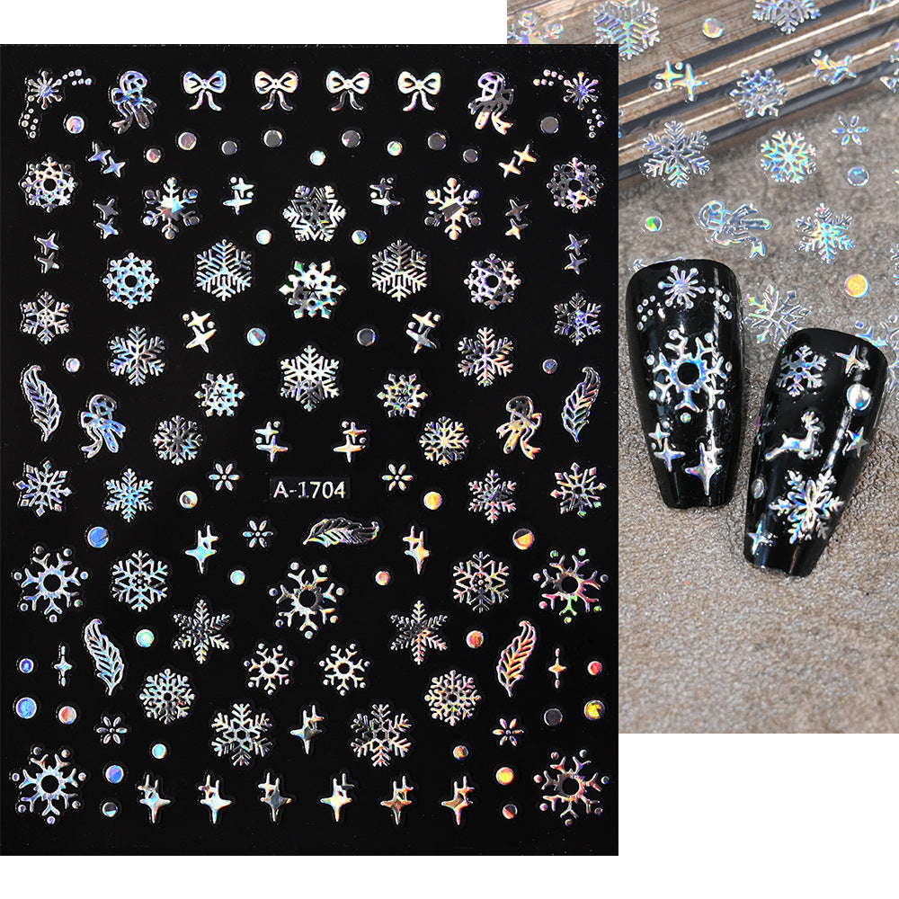 Pegatinas navideñas de copos de nieve para uñas