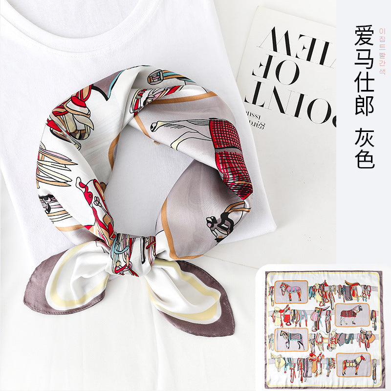 Women Summer Fashion Double Sided Print Square Scarf