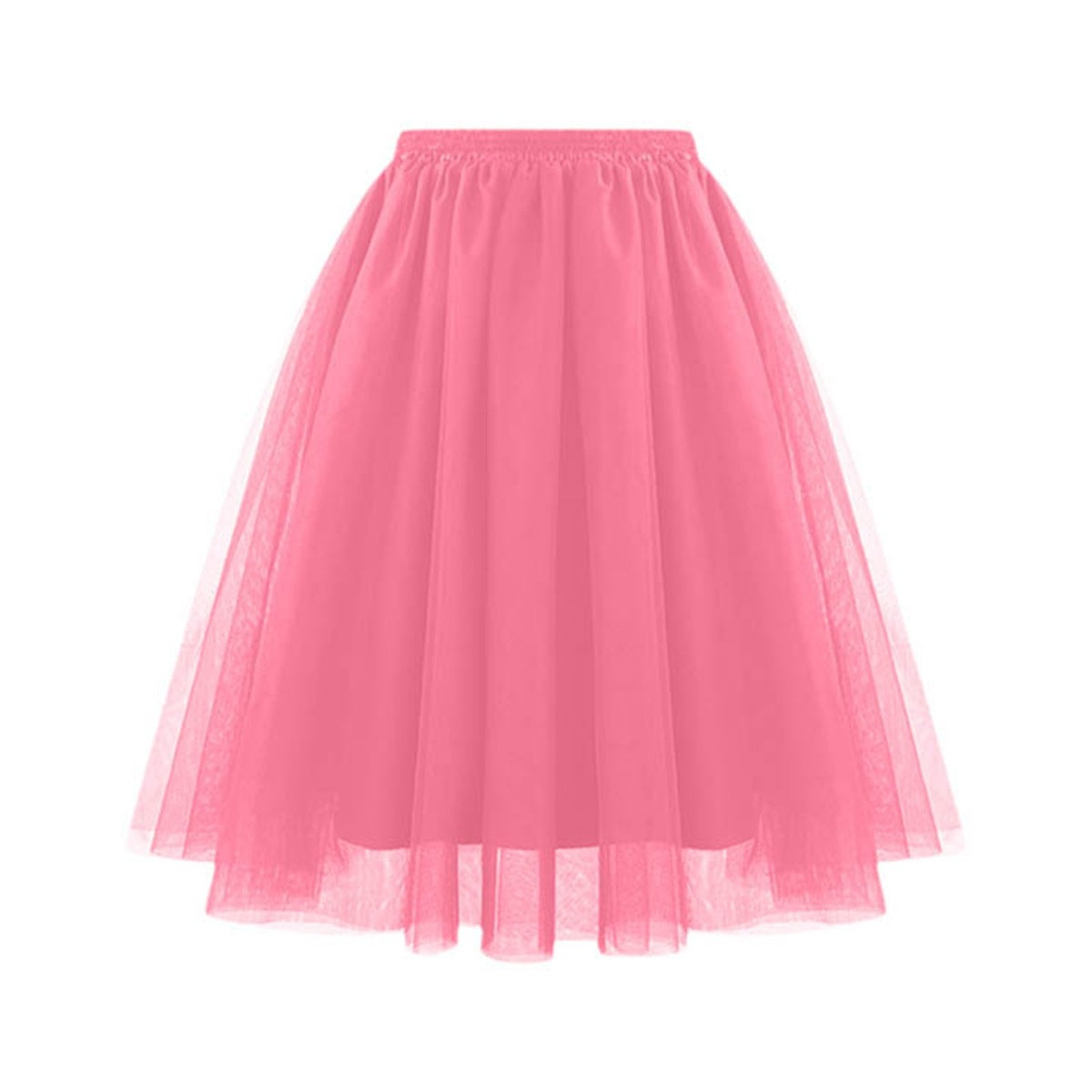 Women Fashion Elegant Solid Color High Waist Pleated Mesh Skirt