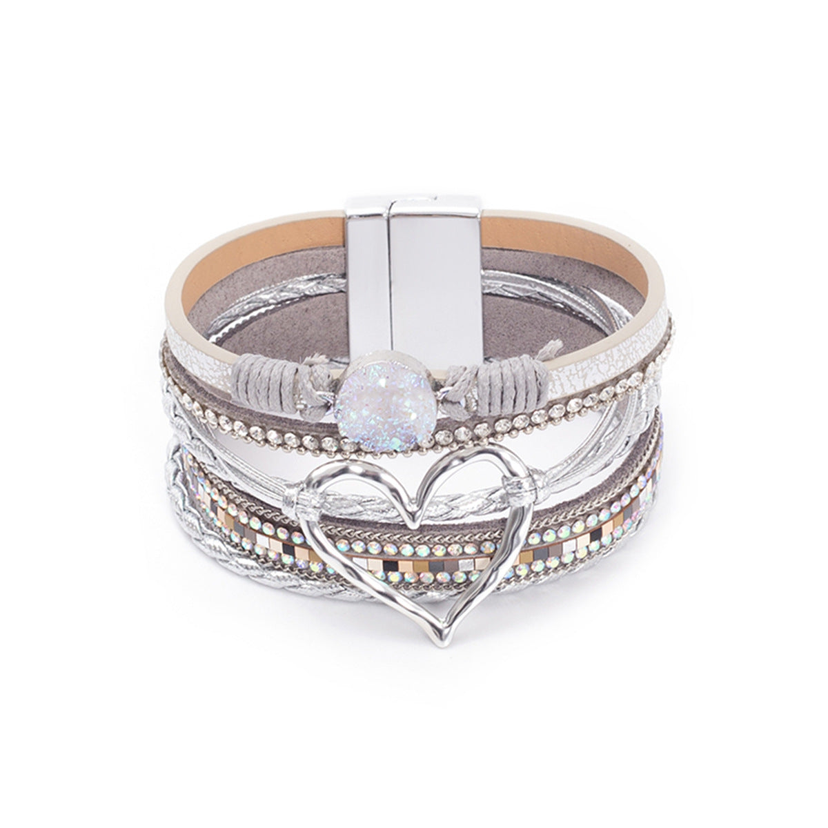Bohemian Multi-Layer Leather Heart Bracelet