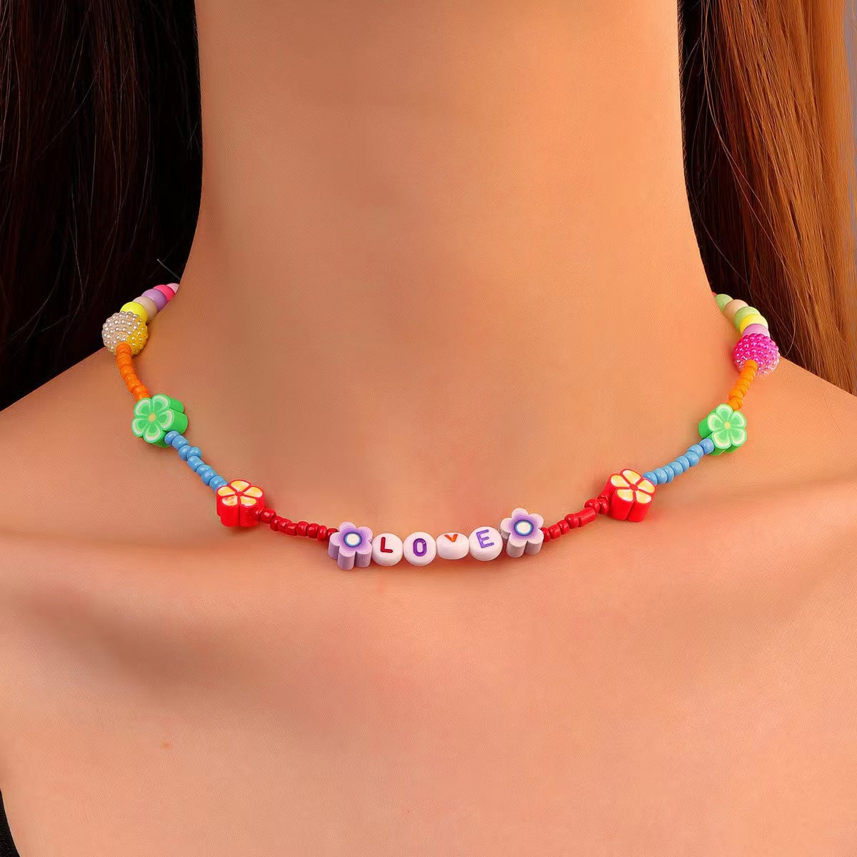 Collar bohemio de cuentas multicolores para mujer