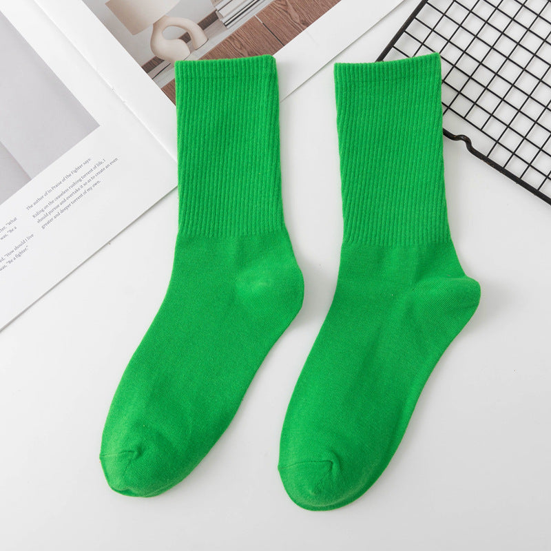Calcetines de algodón hasta la rodilla de color liso para mujer
