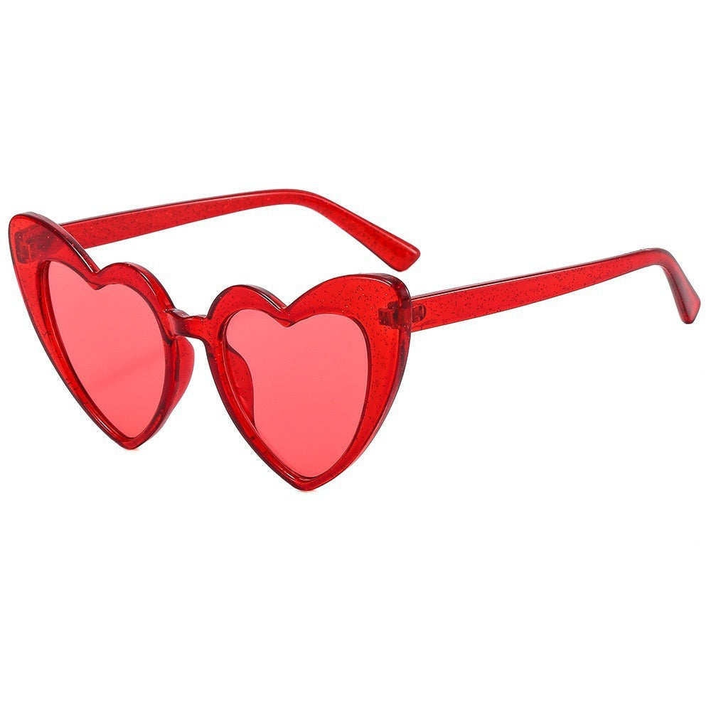 Retro Heart Shaped Sunglasses Resin Frame Literature and Art Style