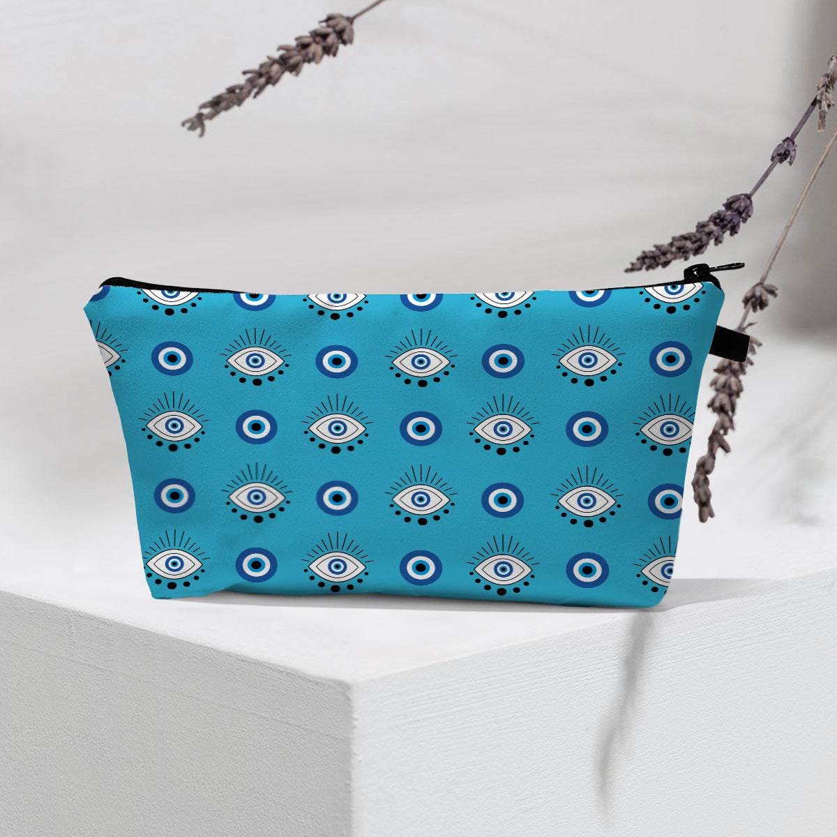 Bolsa de cosméticos portátil con diseño de mal de ojo para mujer