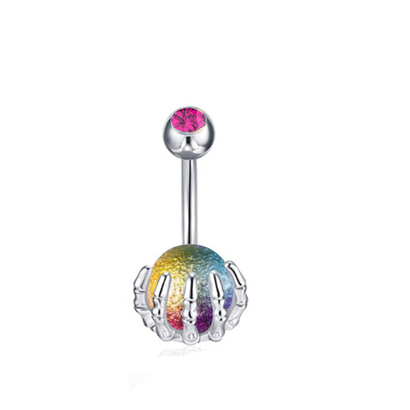 Piercing de nombril turquoise en forme de tête de mort pour femme