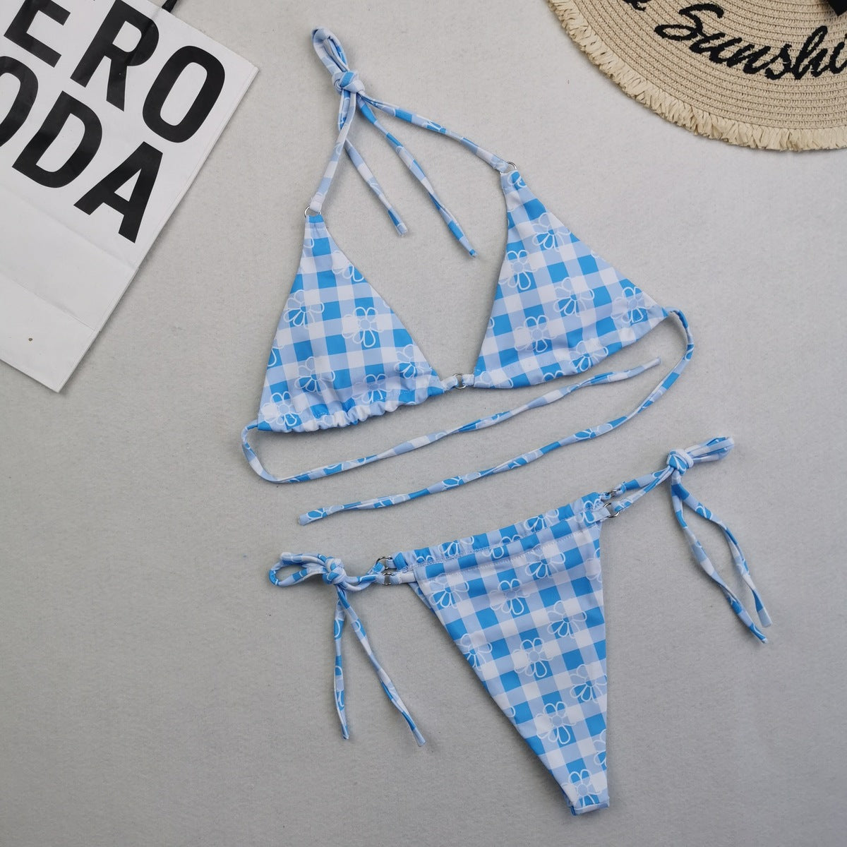 Women Sexy Lace-Up Print Bikini