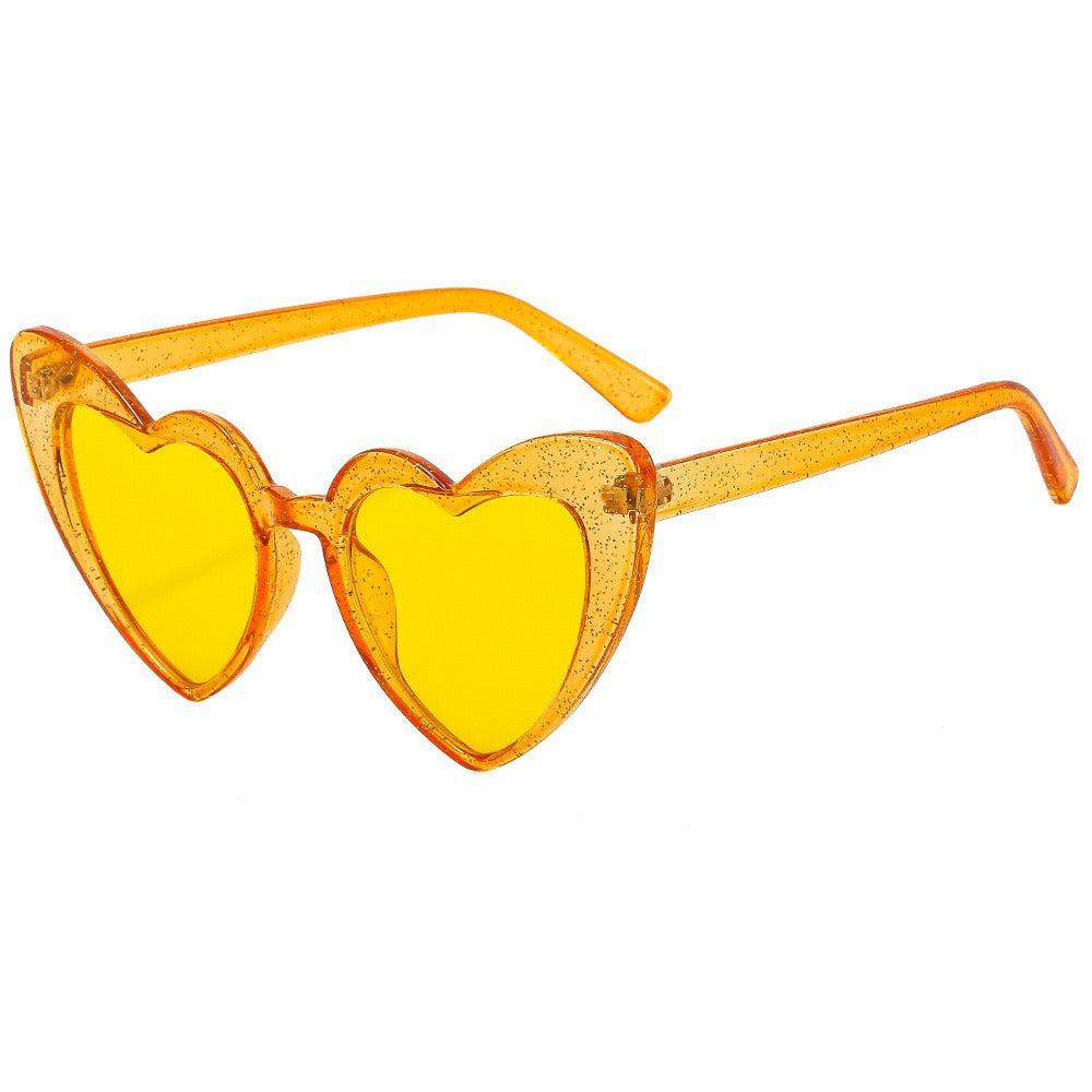 Retro Heart Shaped Sunglasses Resin Frame Literature and Art Style