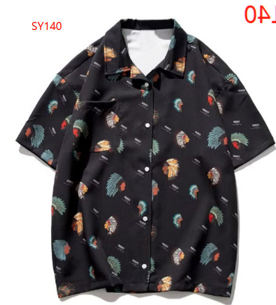Camisa informal vintage con estampado floral hawaiano para hombre