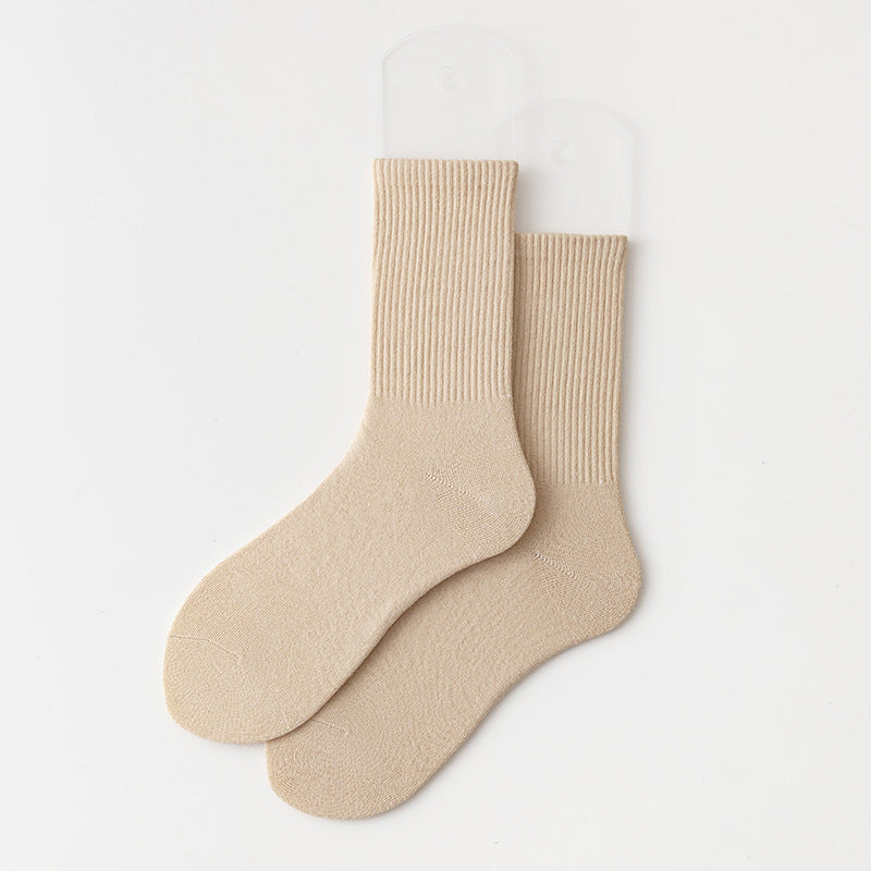 Calcetines casuales de algodón de color sólido para mujer