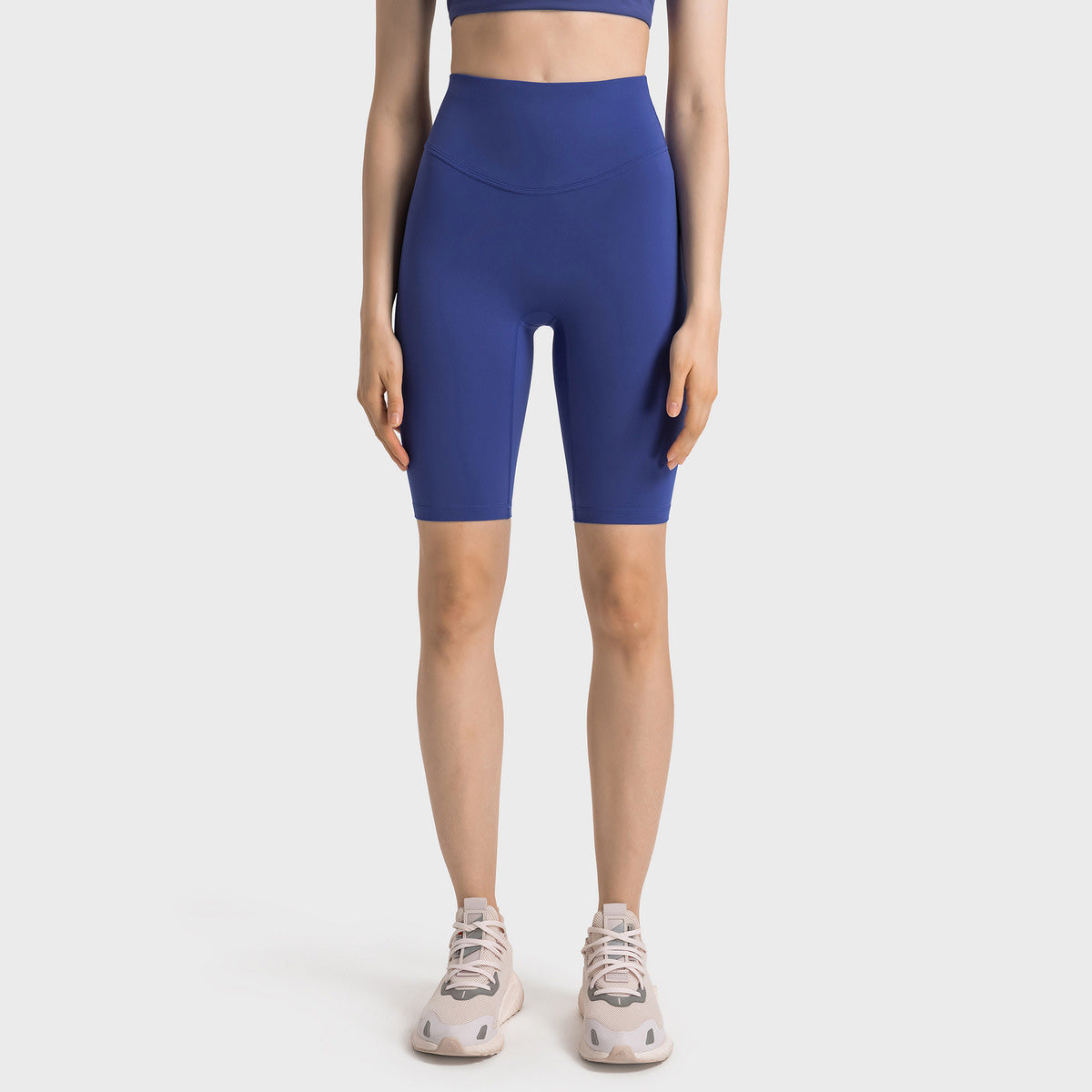 Pantalones cortos de yoga de cintura alta de color sólido casuales de moda para mujer