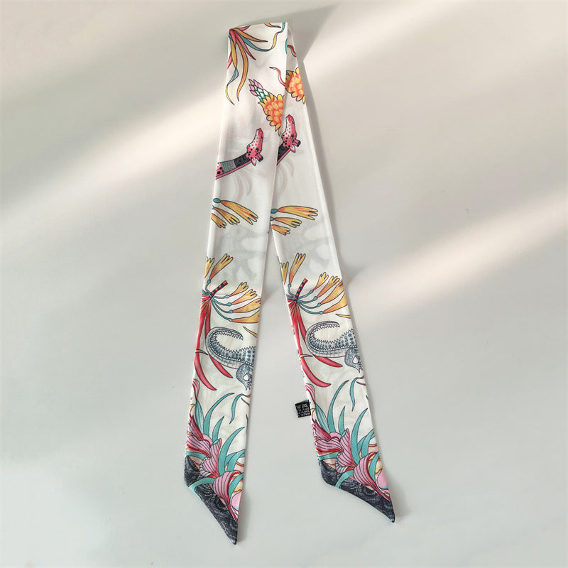 Fashion Printed Ribbon Tie Bag Handle Scarf