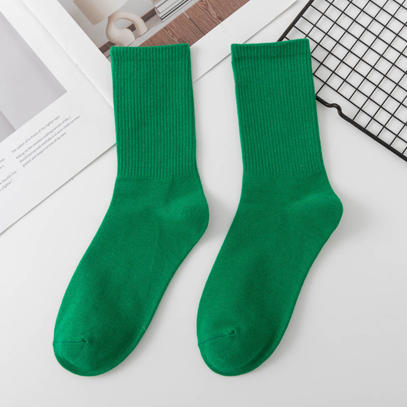 Calcetines de algodón hasta la rodilla de color liso para mujer