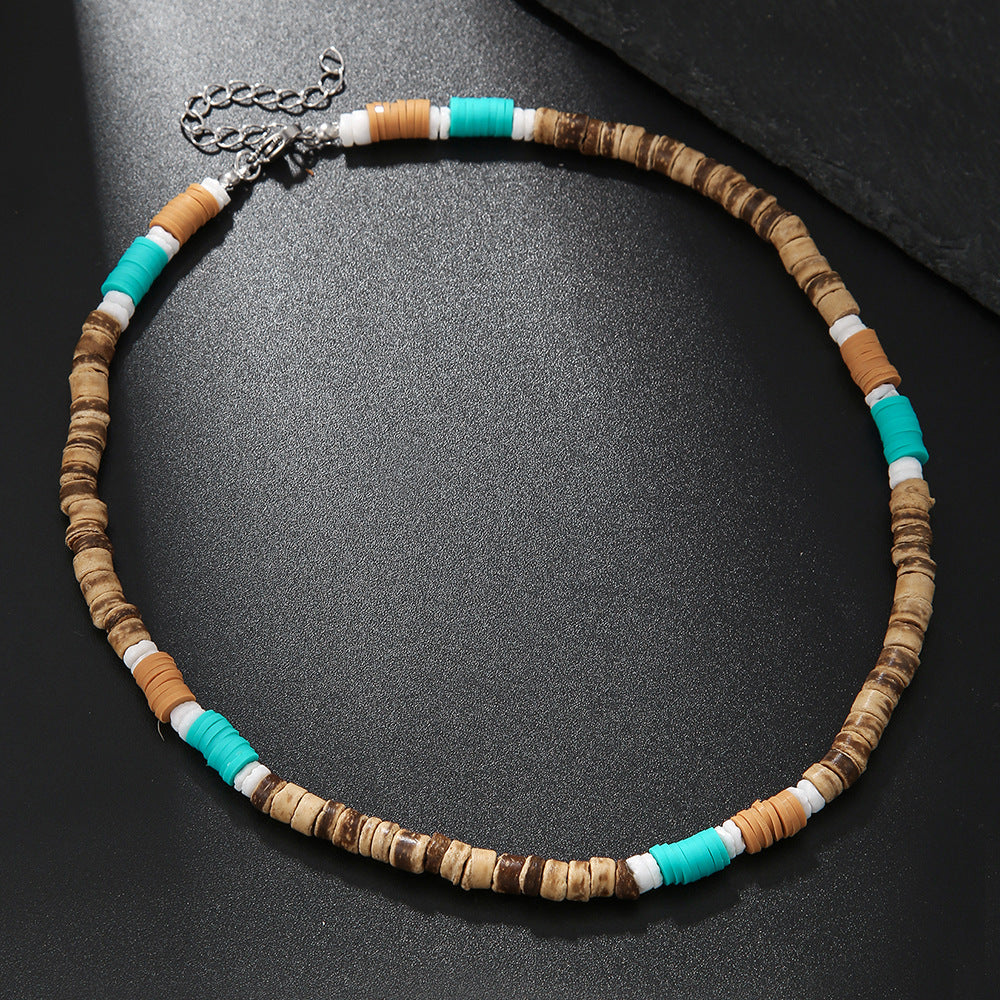 Collar de cuentas turquesas de moda para hombre