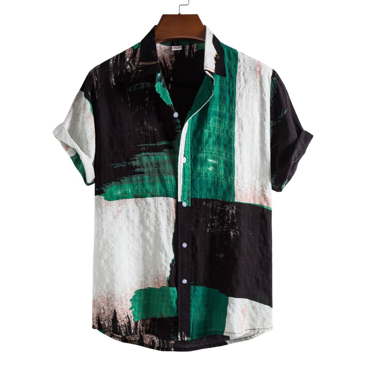 Camisa informal de vacaciones para hombre con estampado de flores diminutas en 3D