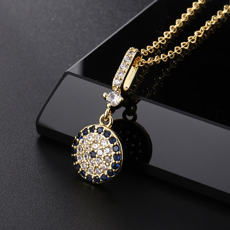 Collar con colgante de ojo de diablo de circonita multicolor para mujer