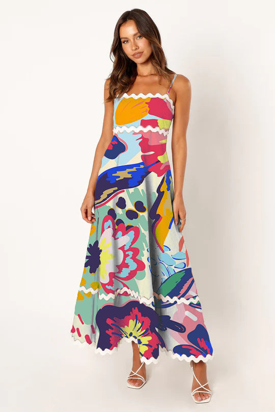 Women Casual Summer Vacation Floral Maxi Sun Dress