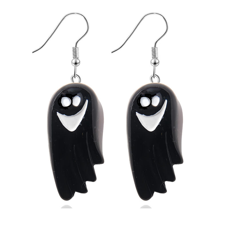 Pendientes de resina con diseño divertido de murciélago, calabaza y fantasma para Halloween para mujer