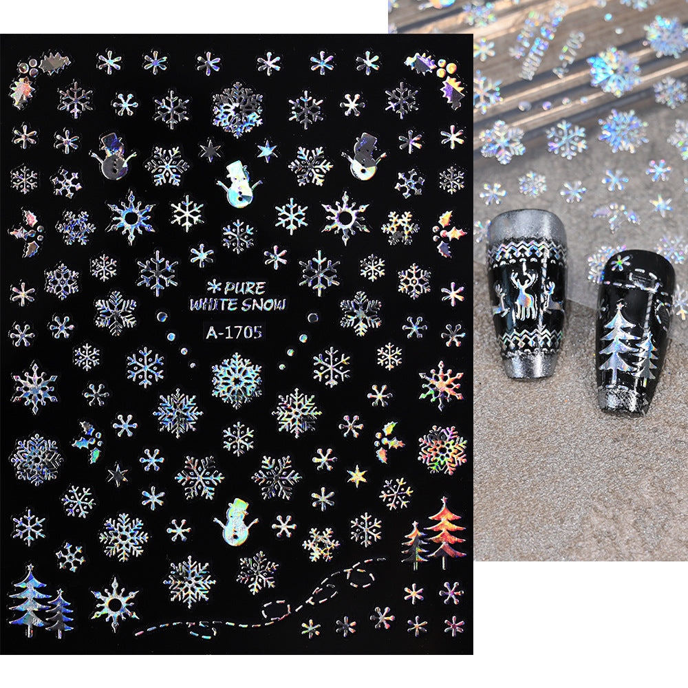 Pegatinas navideñas de copos de nieve para uñas
