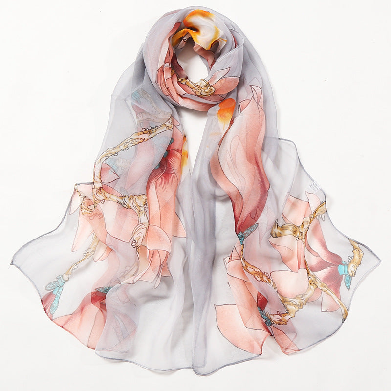 Bufanda con estampado de flor de ciruelo suave de Easide Beach con protector solar de verano