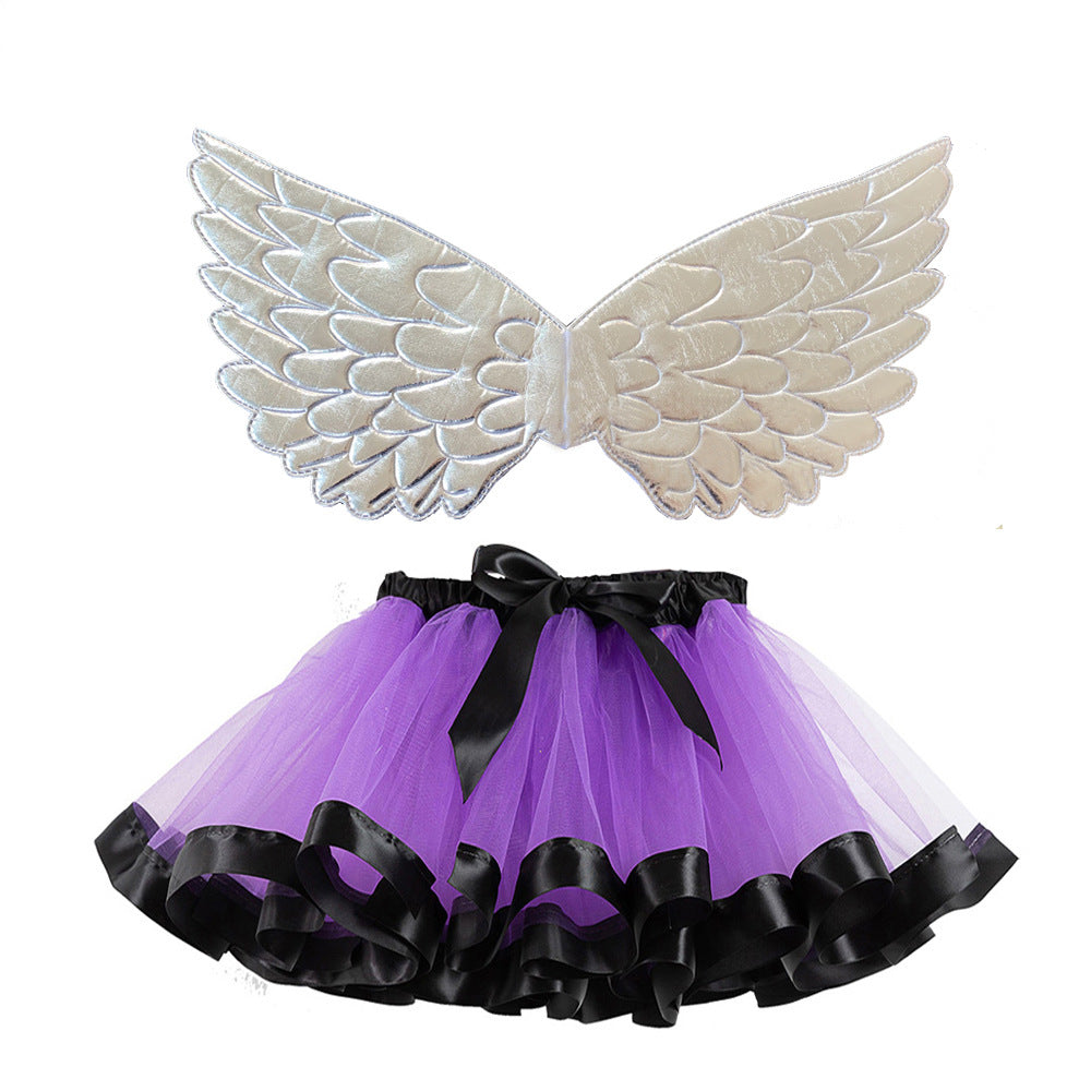 Falda tutú con alas doradas de Halloween para niñas pequeñas