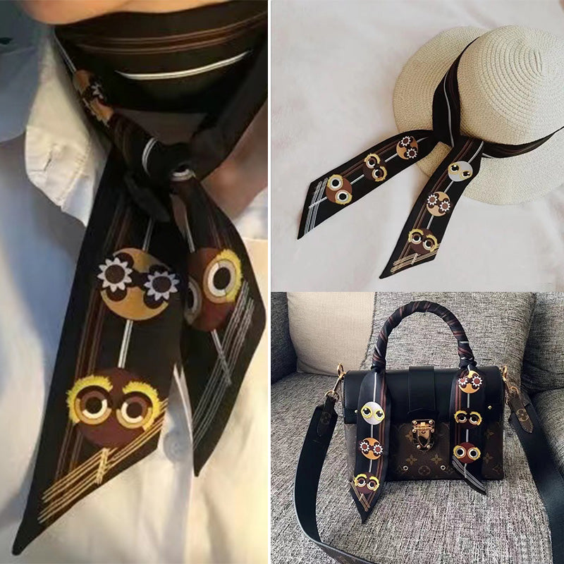 Fashion Printed Ribbon Tie Bag Handle Scarf