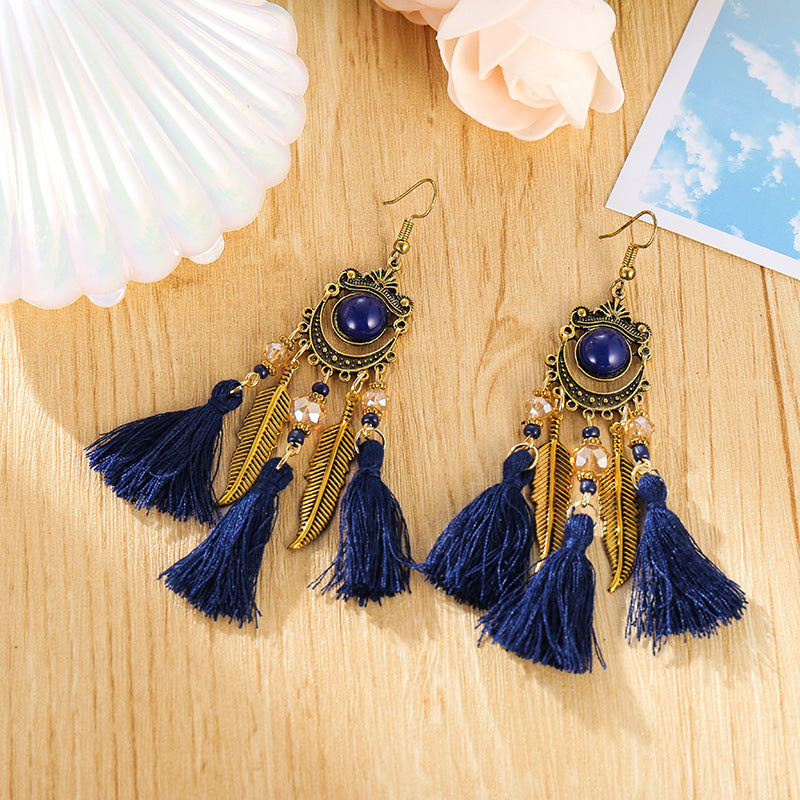 Pendientes con borlas retro de estilo étnico bohemio