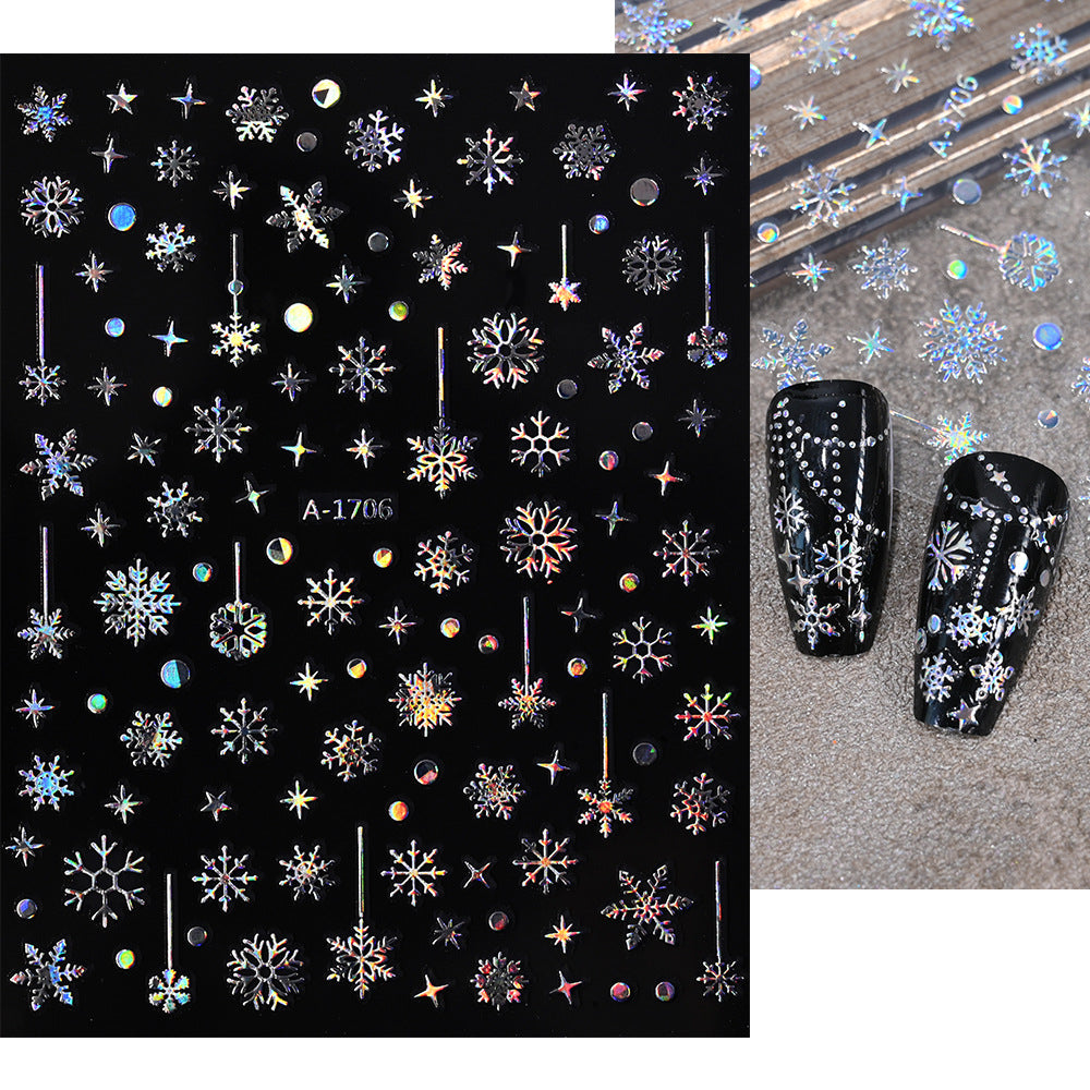 Pegatinas navideñas de copos de nieve para uñas