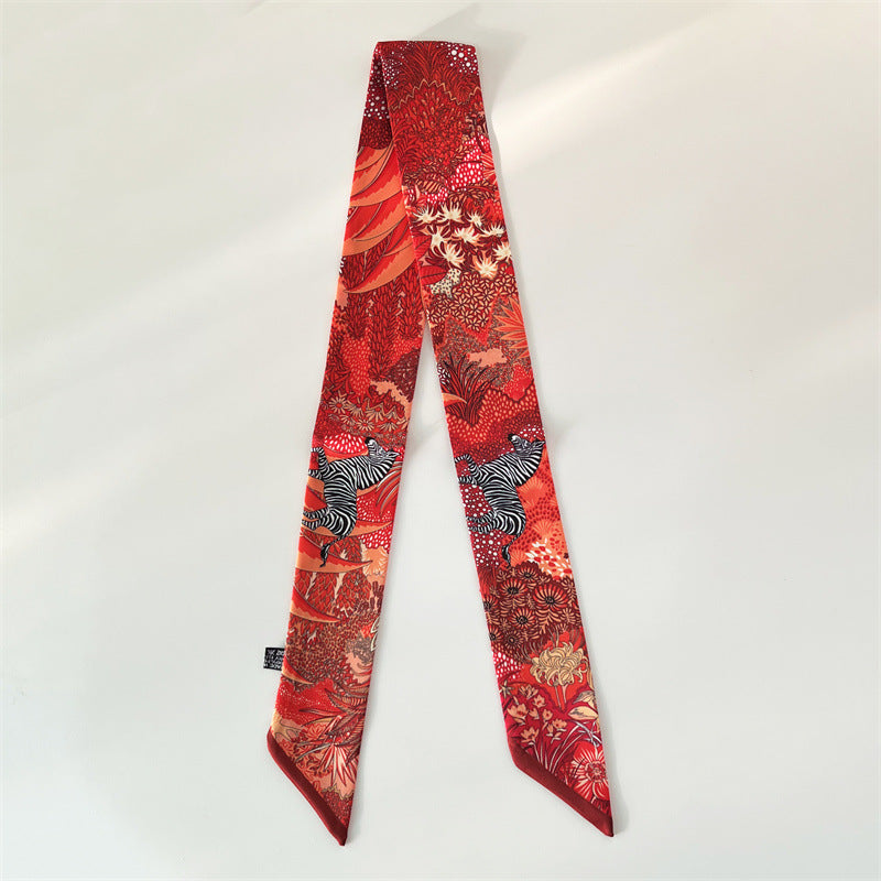 Fashion Printed Ribbon Tie Bag Handle Scarf