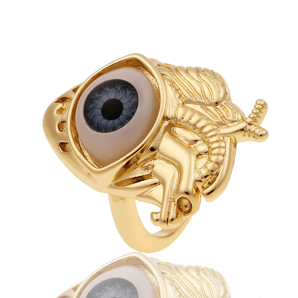 Anillos creativos de moda con diseño de ojo malvado bañados en cobre para mujer