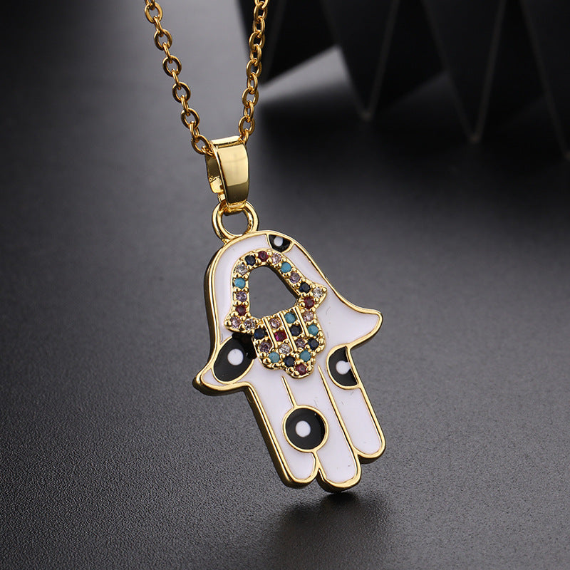 Collar con colgante de ojo de diablo de circonita multicolor para mujer