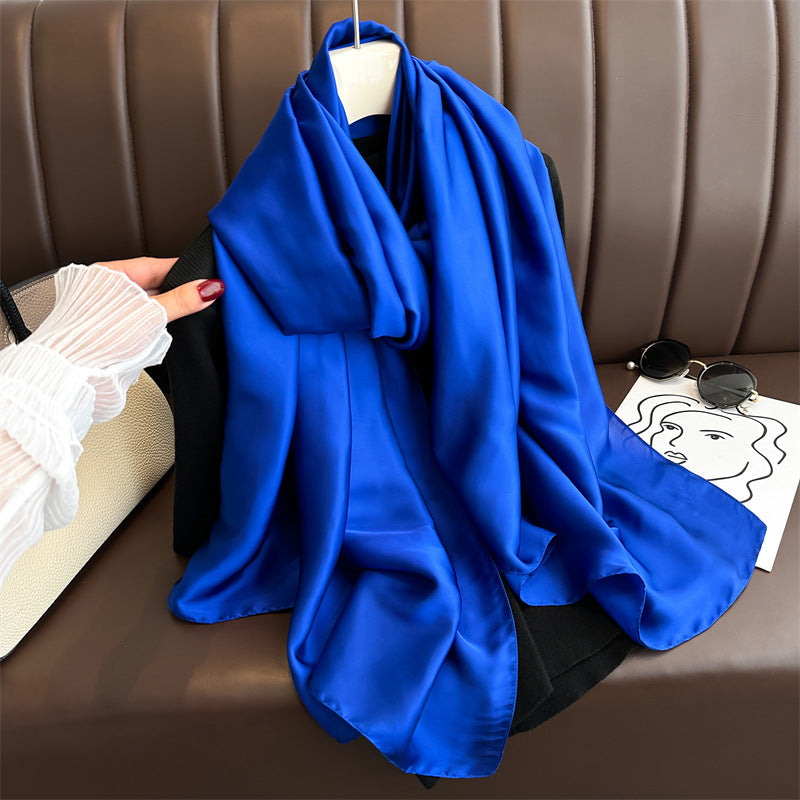 Elegant Women's Long Solid Color Satin Scarf
