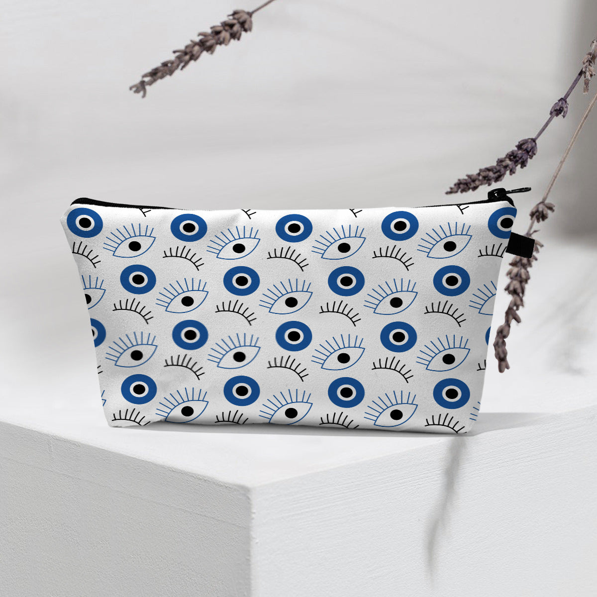 Bolsa de cosméticos portátil con diseño de mal de ojo para mujer