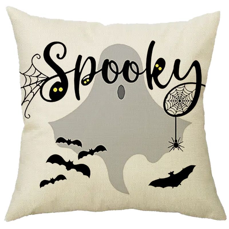 Halloween Pumpkin Skull Print Linen Sofa Cushion Cover