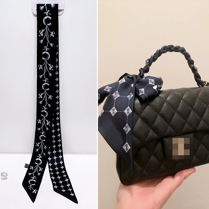 Bufanda con asa para bolso con lazo estampado de moda
