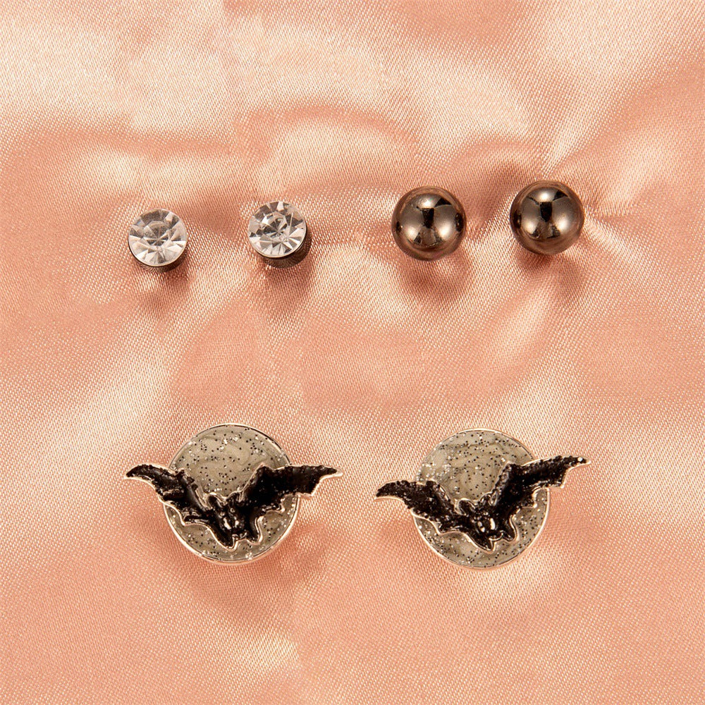 Halloween Women Cartoon Skeleton Pumpkin Bat Earrings