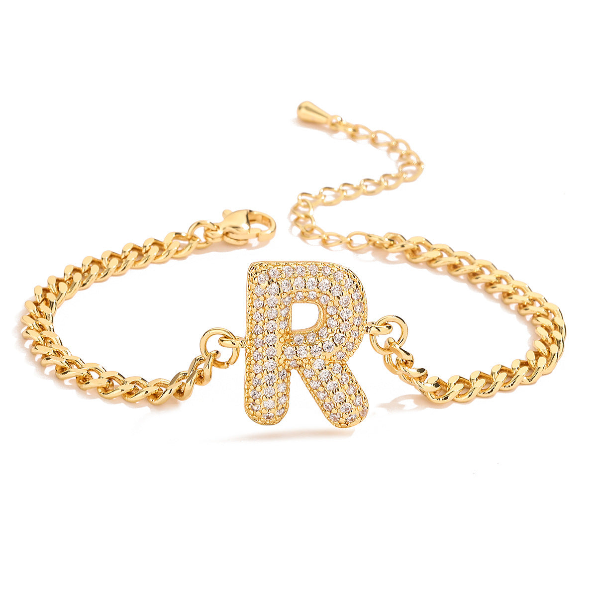 Pulsera de alfabeto de circonitas de moda 26
