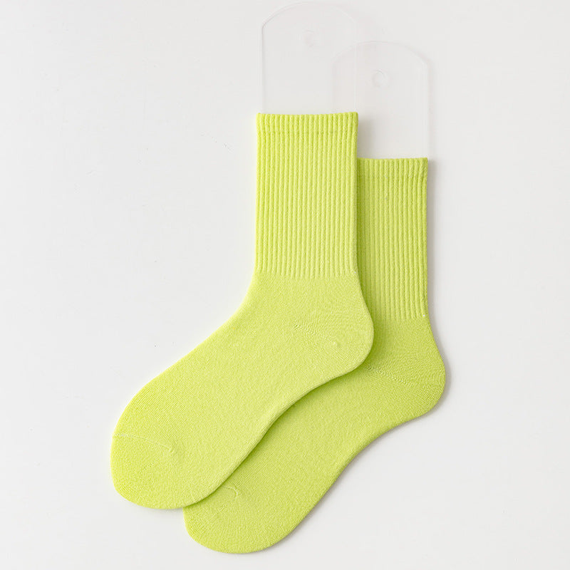 Calcetines casuales de algodón de color sólido para mujer