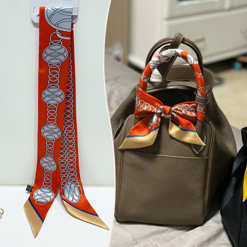 Bufanda con asa para bolso con lazo estampado de moda
