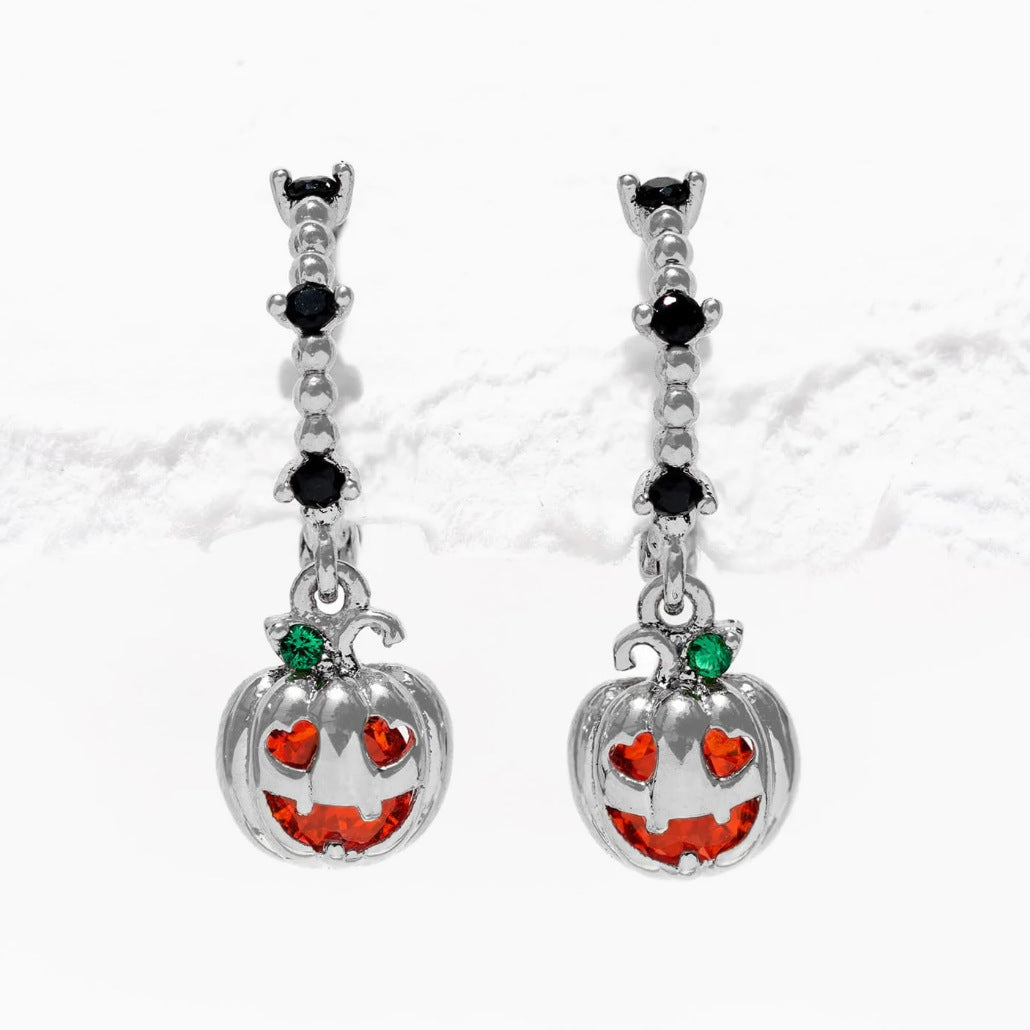 Halloween Black Cat Pumpkin Skull Stud Earrings