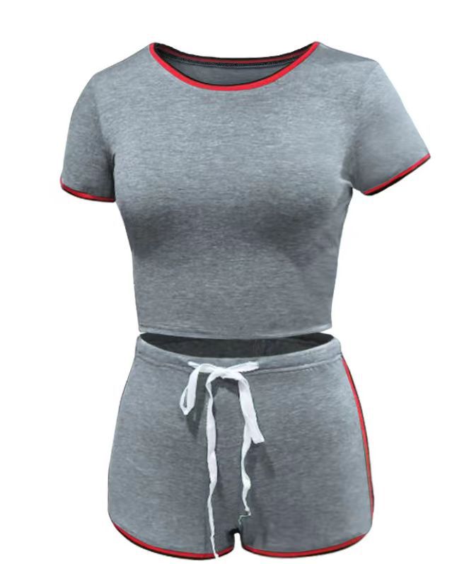 Conjunto de camiseta informal de moda para mujer con contraste de color