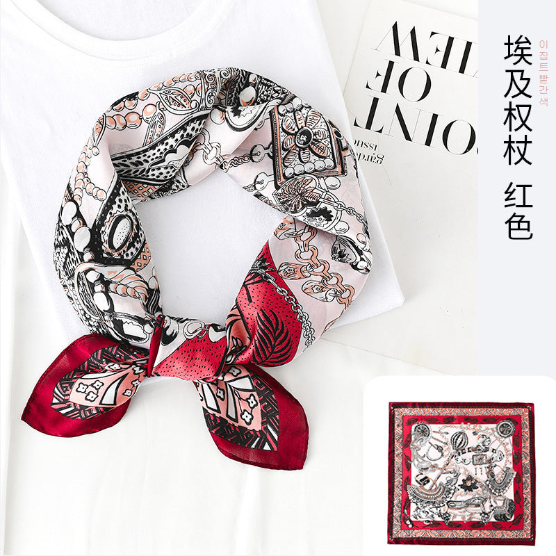 Women Summer Fashion Double Sided Print Square Scarf