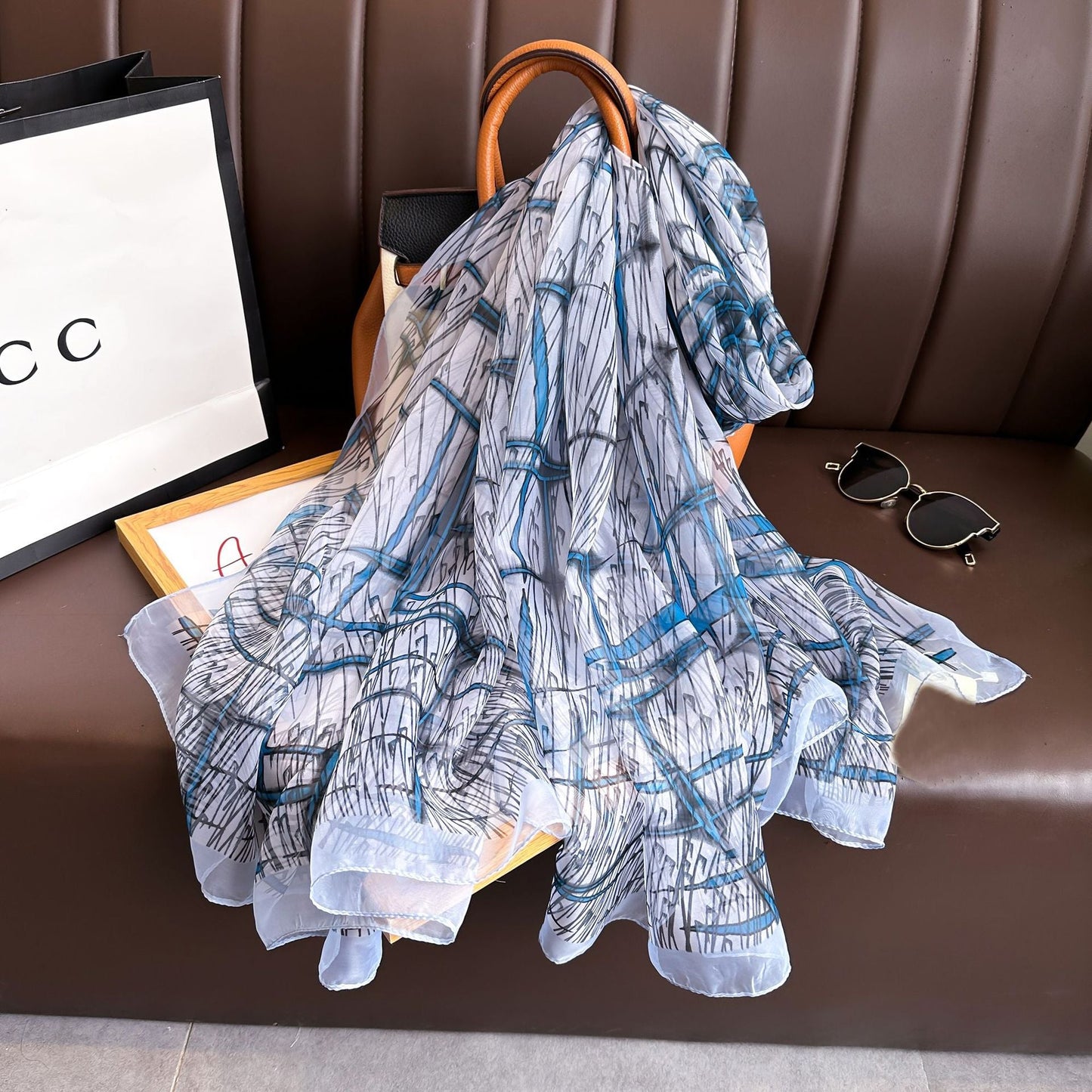 Bufanda de malla con estampado floral de moda de verano para mujer