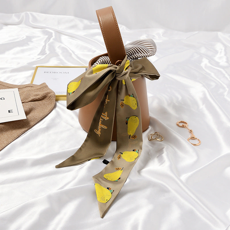 Women Fashion Printed Hair Band Bag Handle Ribbon Scarf